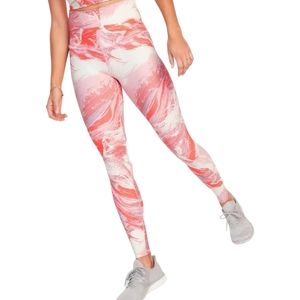 OLD NAVY • Active Powersoft Neon Pink & White Marble Highrise Leggings Size Larg
